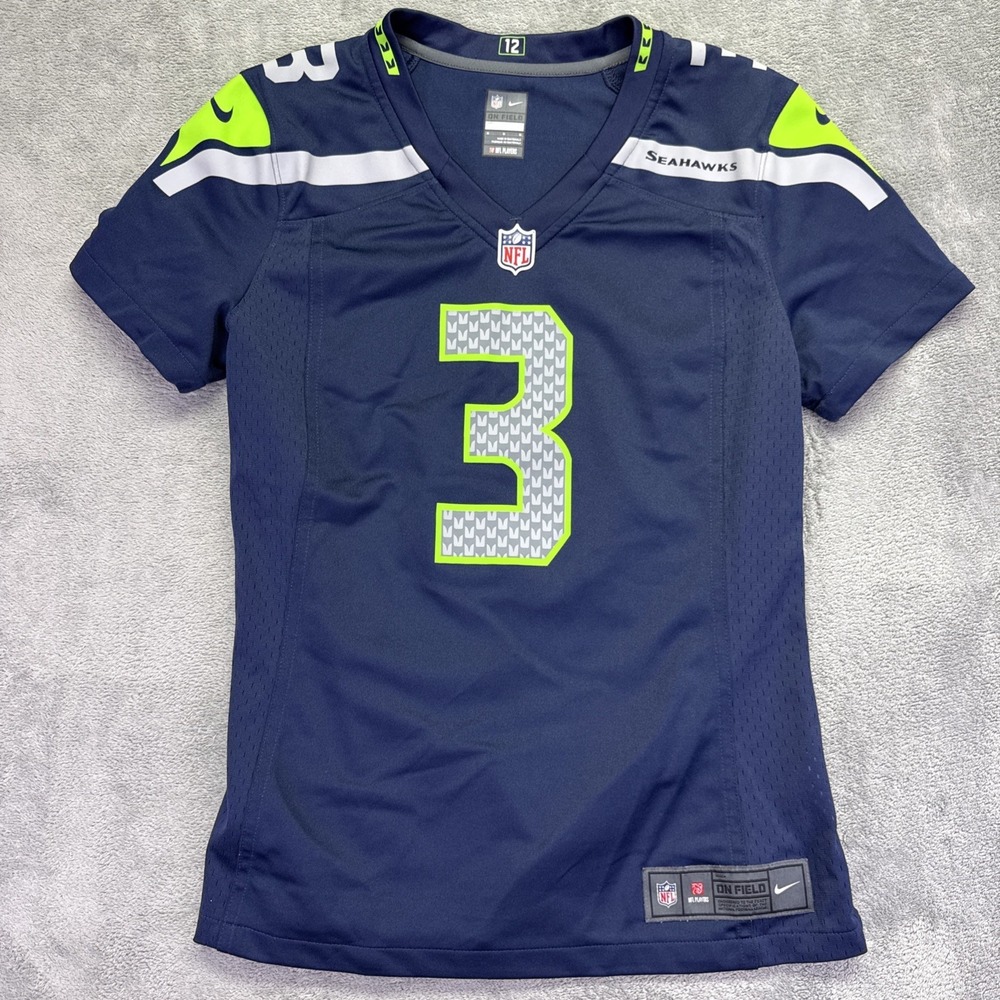 Nike Seattle Seahawks #3 WILSON Jersey Women's Size Medium Navy Home NFL